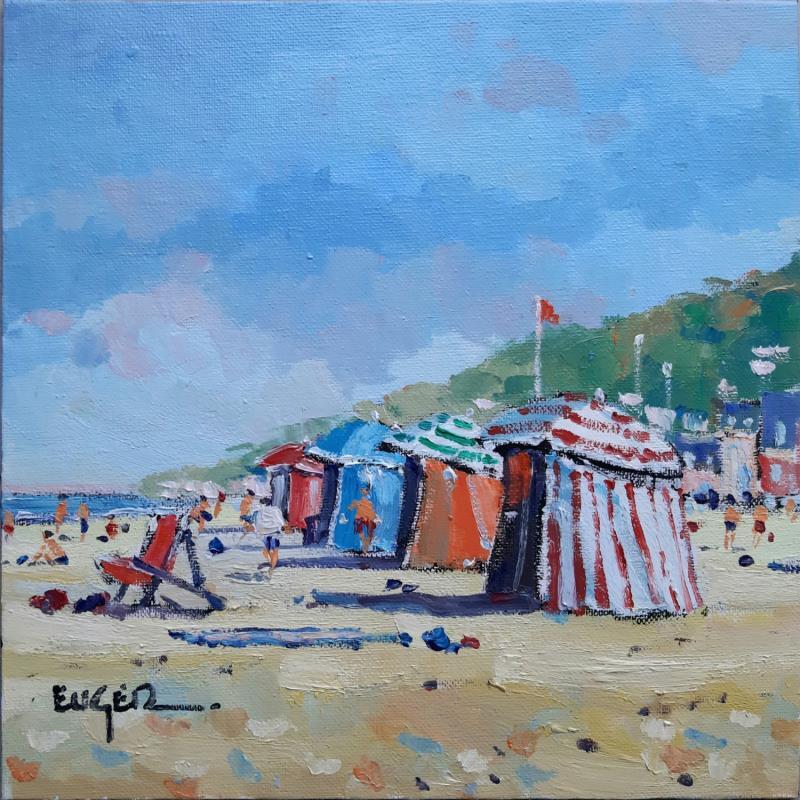 Painting ETE A TROUVILLE by Euger | Painting Figurative Landscapes Marine Life style Oil