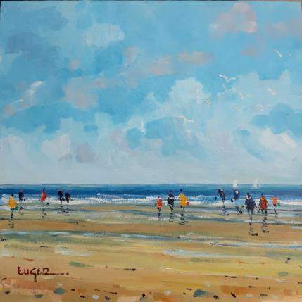 Painting CABOURG, MAREE BASSE by Euger | Painting Figurative Oil Landscapes, Life style, Marine