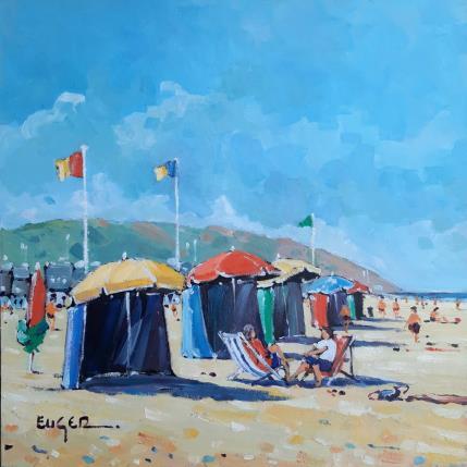 Painting UN ETE A DEAUVILLE by Euger | Painting Figurative Oil Landscapes, Life style, Marine