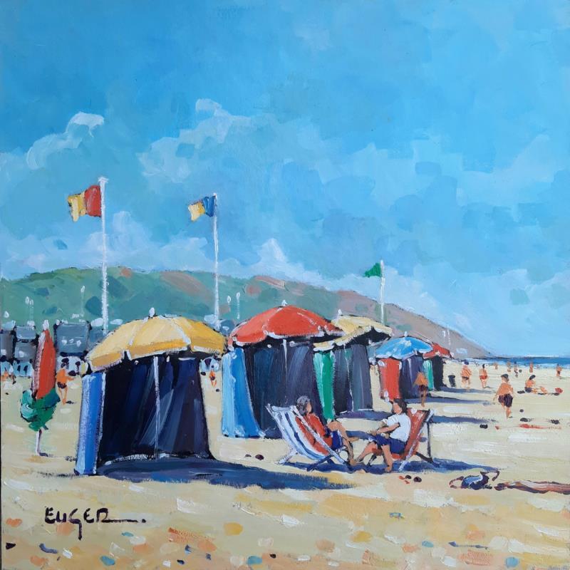 Painting UN ETE A DEAUVILLE by Euger | Painting Figurative Landscapes Marine Life style Oil