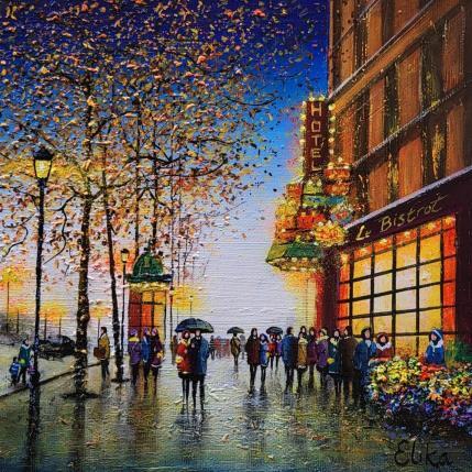 Painting Les rues de Paris illuminées by Elika | Painting Figurative Mixed Landscapes, Life style, Pop icons, Urban