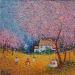 Peinture Pique-nique sous les cerisiers par Elika | Tableau Figuratif Mixte Paysages scènes de vie