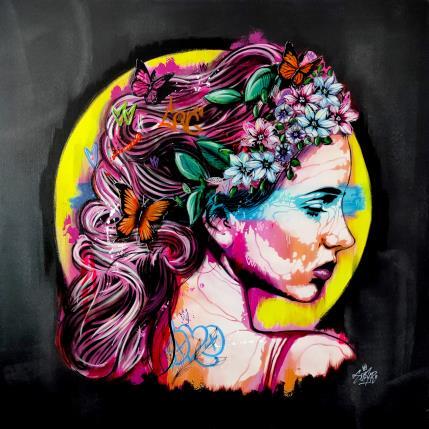 Peinture La Femme aux Papillons par Sufyr | Tableau Street Art Acrylique, Graffiti icones Pop