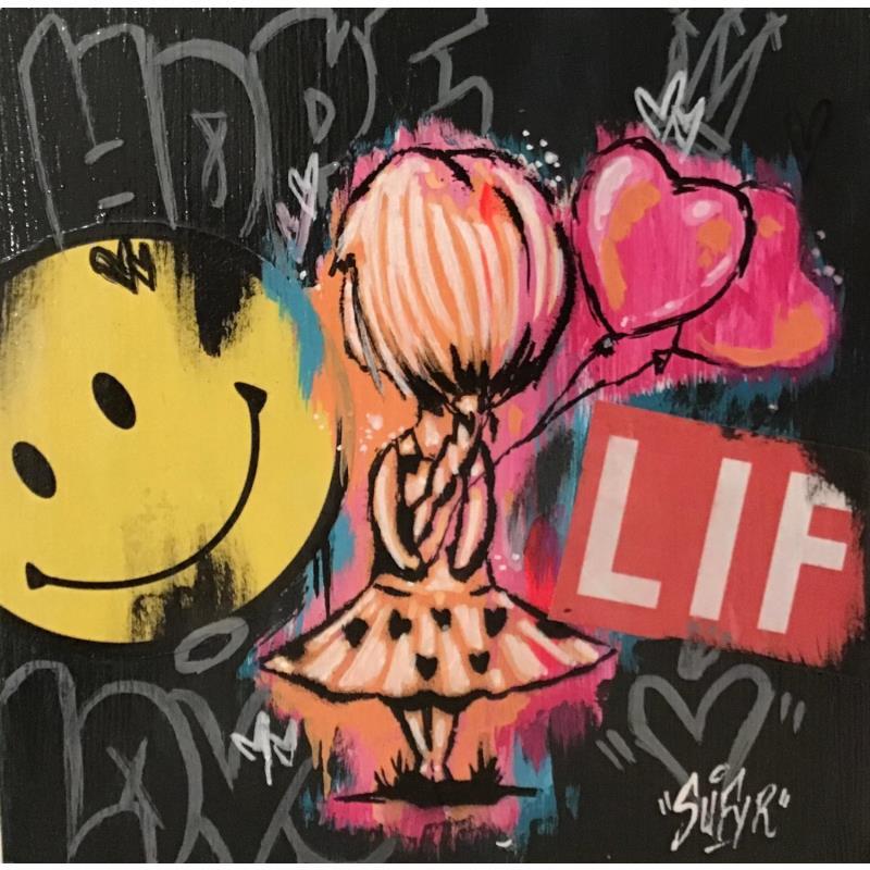 Gemälde la fille au ballon  von Sufyr | Gemälde Street art Graffiti Acryl