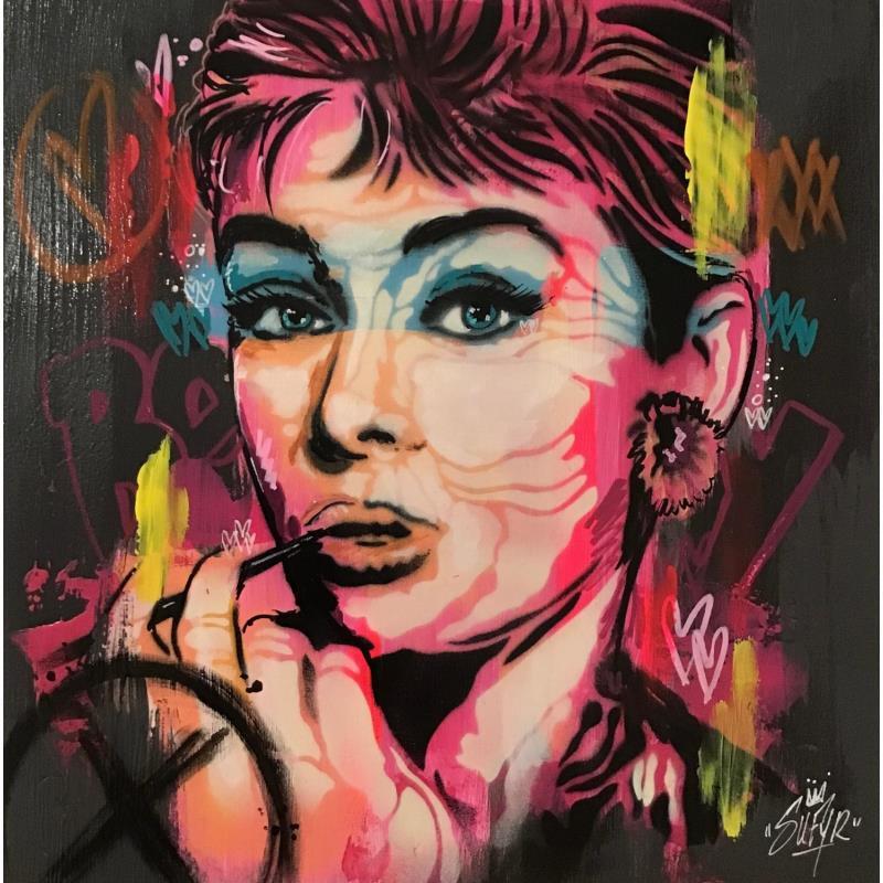 Gemälde Audrey Hepburn  von Sufyr | Gemälde Street art Graffiti Acryl