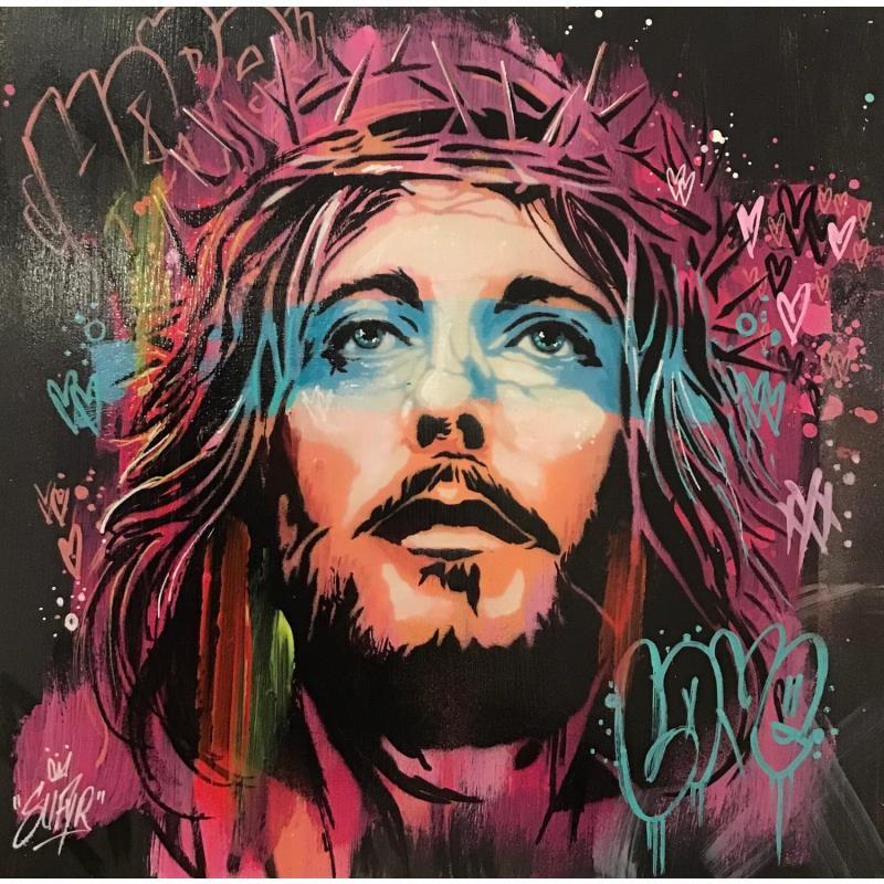Gemälde Jesus  von Sufyr | Gemälde Street art Graffiti Acryl