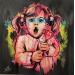 Gemälde La fille a la sucette canadienne  von Sufyr | Gemälde Street art Graffiti Acryl
