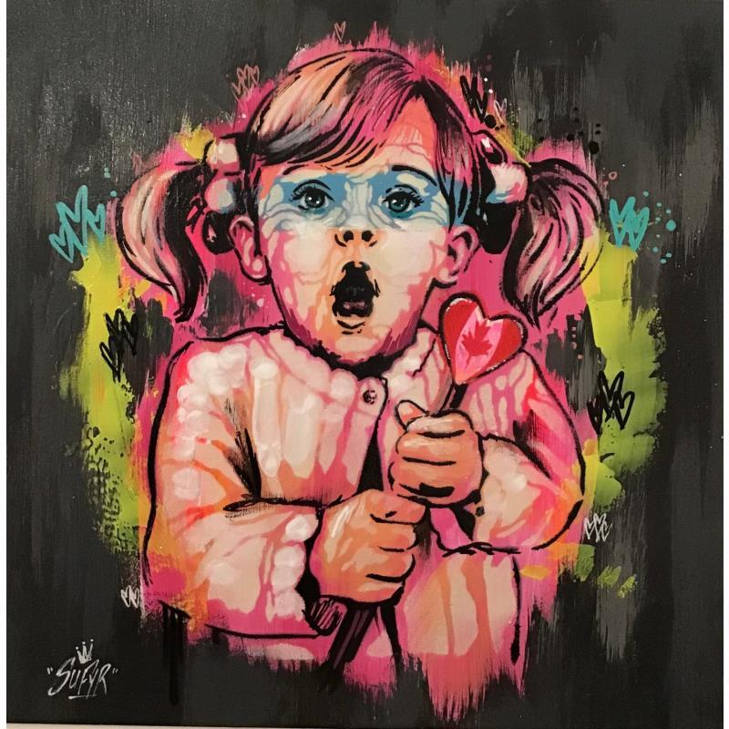Gemälde La fille a la sucette canadienne  von Sufyr | Gemälde Street art Graffiti Acryl