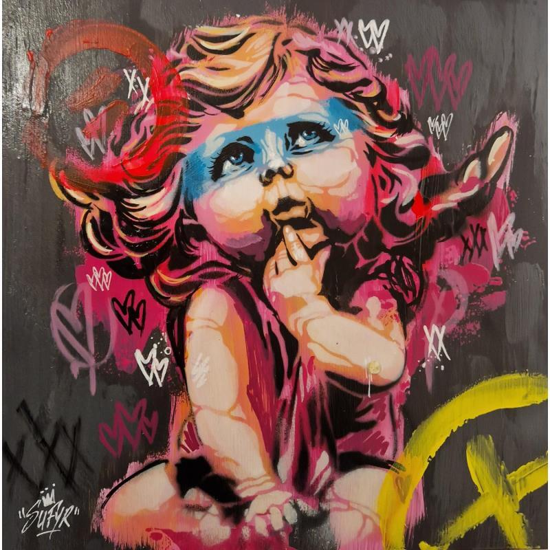 Gemälde l'ange cupidon  von Sufyr | Gemälde Street art Graffiti Acryl