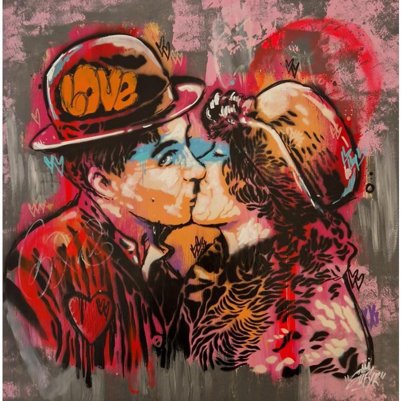 Painting Chaplin the kiss  by Sufyr | Painting Street art Graffiti Acrylic