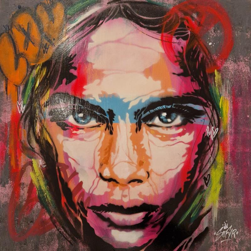 Gemälde la femme au voile  von Sufyr | Gemälde Street art Graffiti Acryl