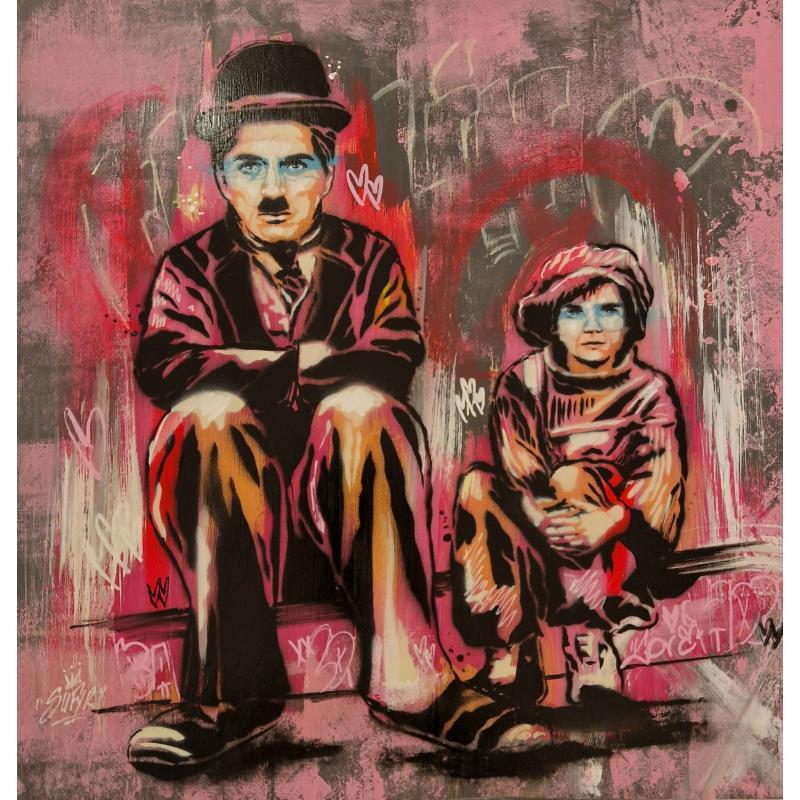 Painting Chaplin the kid by Sufyr | Painting Street art Graffiti Acrylic