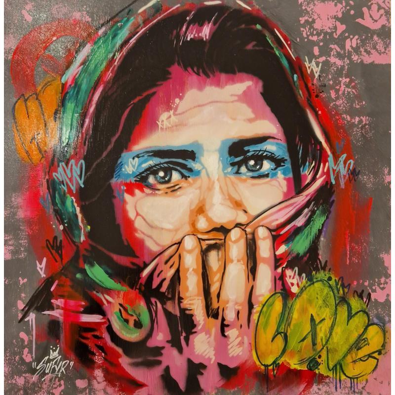 Peinture La fille au voile  par Sufyr | Tableau Street Art Graffiti Acrylique