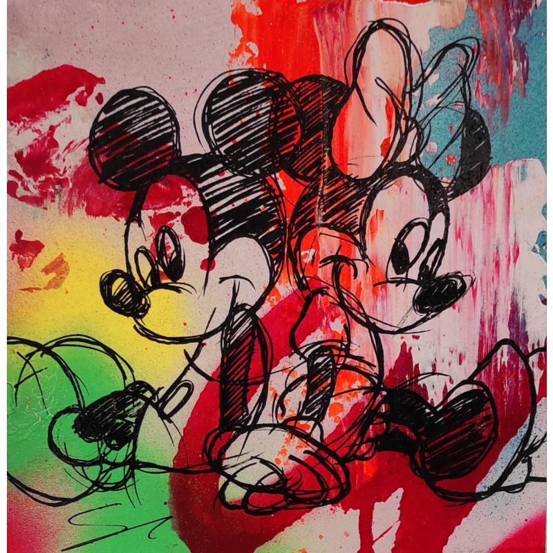 Painting Mickey and Minnie by Mestres Sergi | Painting Pop-art Pop icons Graffiti Cardboard