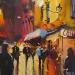 Painting Night street by Joro | Painting Figurative Landscapes Oil