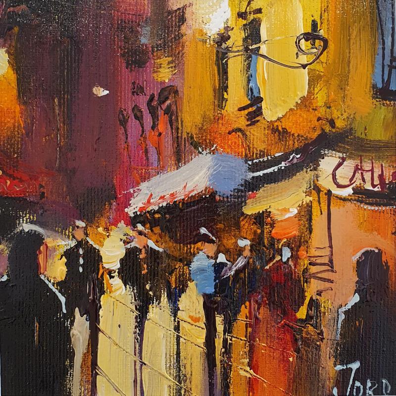 Peinture Night street par Joro | Tableau Figuratif Huile Paysages