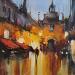 Painting Night Town by Joro | Painting Figurative Landscapes Oil