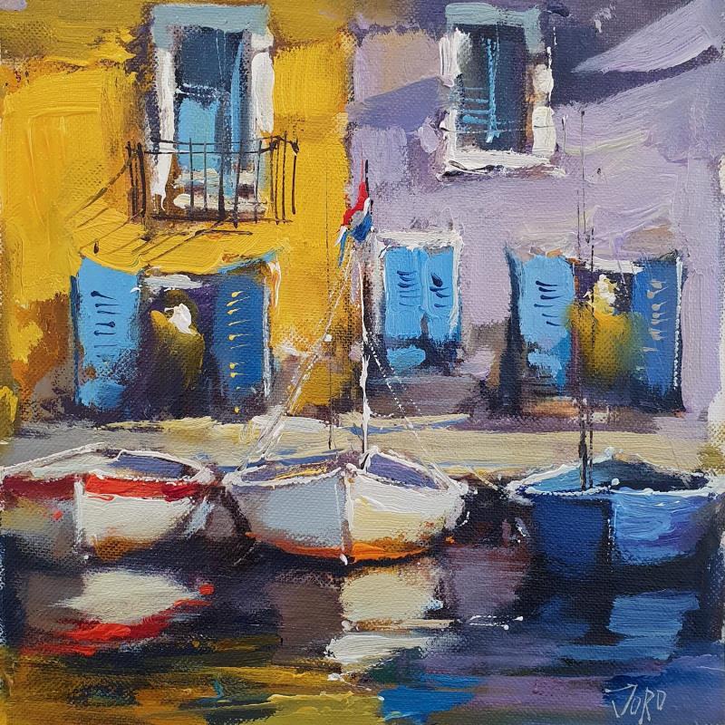 Painting Fishing boats by Joro | Painting Figurative Oil Landscapes, Marine