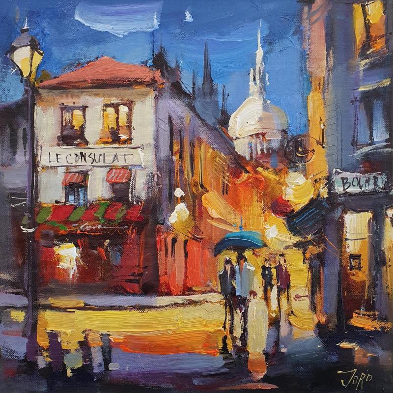 Painting Night Montmartre by Joro | Painting Figurative Landscapes Oil