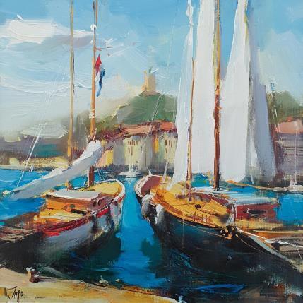 Gemälde The port of Cannes von Joro | Gemälde Figurativ Öl Landschaften, Marine