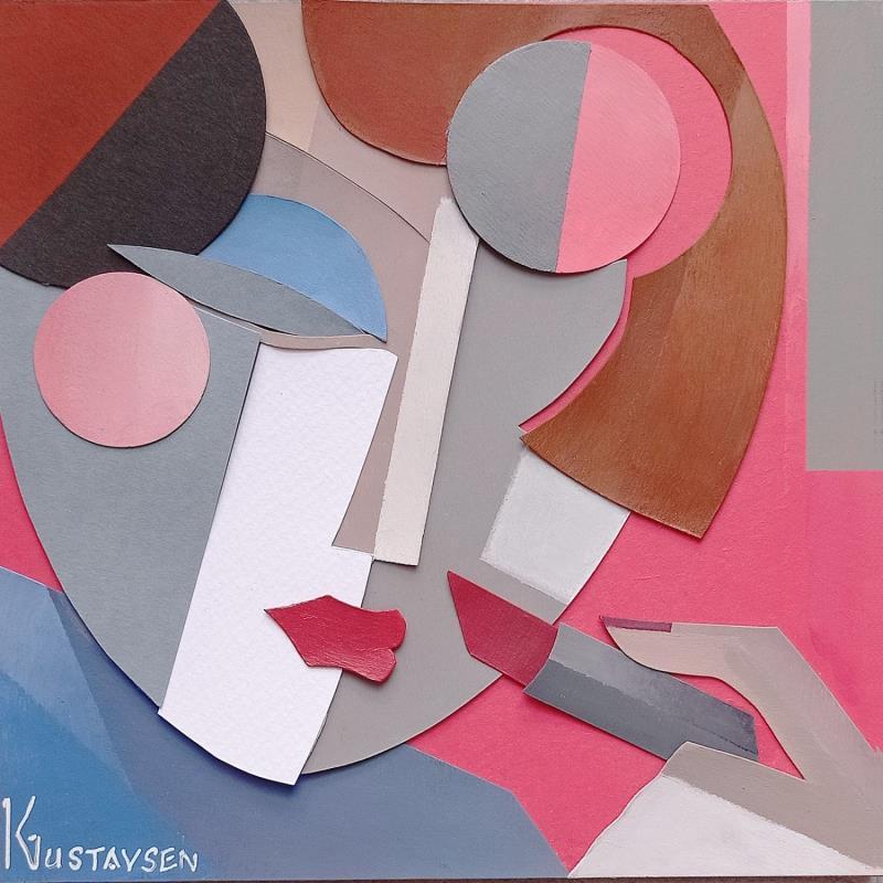 Painting Woman with lipstick by Gustavsen Karl | Painting Figurative Acrylic, Wood Life style, Pop icons, Portrait