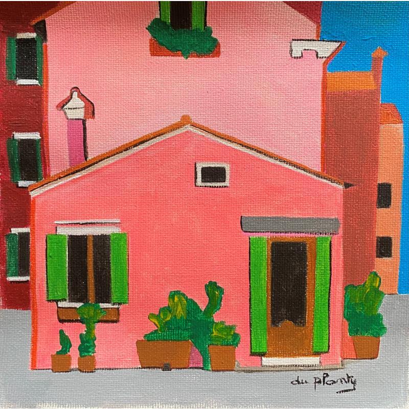Painting Maison Rose by Du Planty Anne | Painting Figurative Urban Acrylic