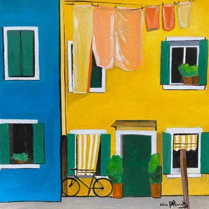 Painting Le Vélo by Du Planty Anne | Painting Figurative Acrylic Urban