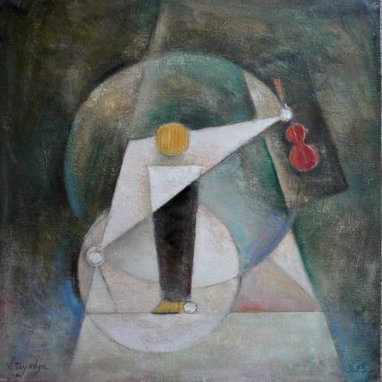Painting Violonist by Tryndyk Vasily | Painting Figurative Mixed, Oil Life style, Minimalist