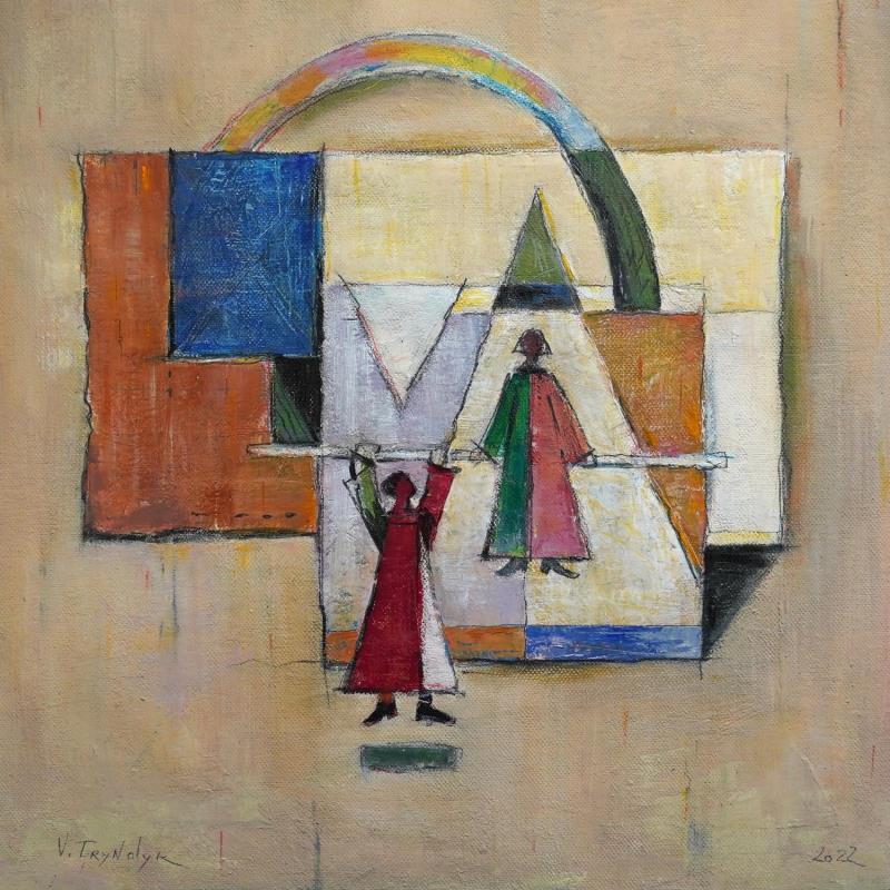 Painting Gymnasts by Tryndyk Vasily | Painting Figurative Life style Minimalist Oil