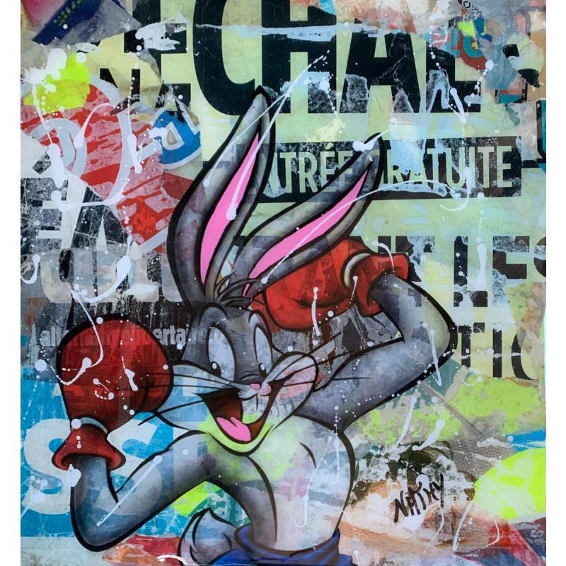 Gemälde BUGS BUNNY SUR LE RING von Nathy | Gemälde Pop-Art Acryl Pop-Ikonen