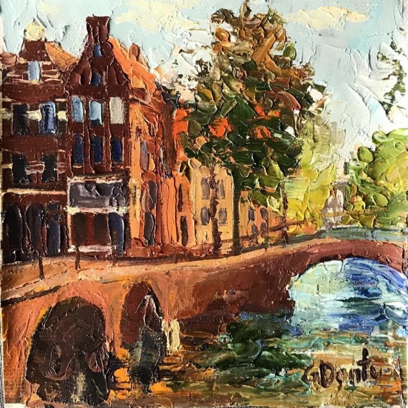 Painting Les couleurs ocres d'Amsterdam by Dontu Grigore | Painting Figurative Urban Oil
