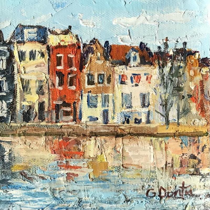 Painting  Les maisons au bord du canal  by Dontu Grigore | Painting Figurative Oil Urban