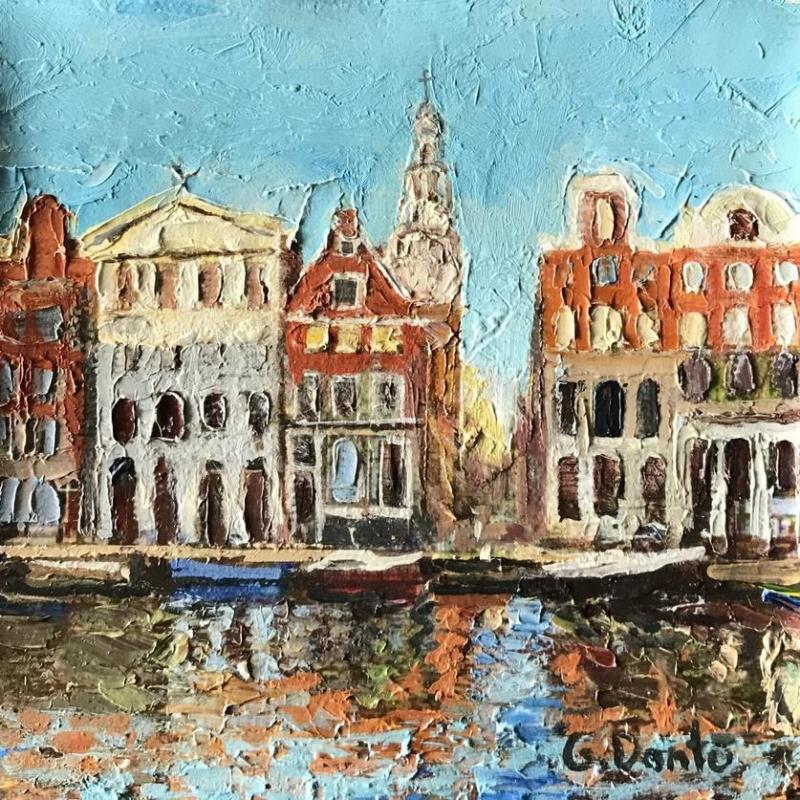 Peinture  Le vieux cartier d'Amsterdam  par Dontu Grigore | Tableau Figuratif Huile Urbain