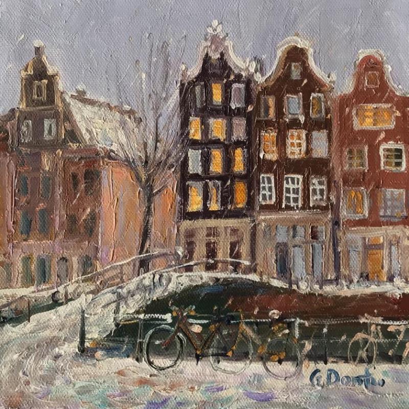 Painting La neige sur le pont by Dontu Grigore | Painting Figurative Oil Pop icons, Urban