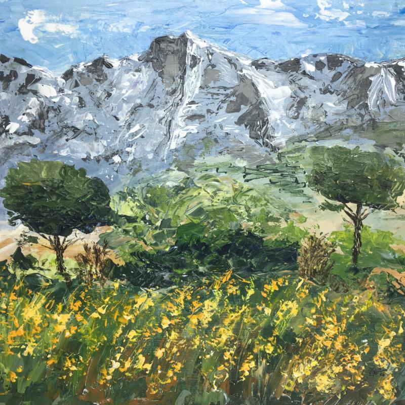 Painting Les genêts de la Sainte Victoire by Rey Ewa | Painting Figurative Acrylic Landscapes