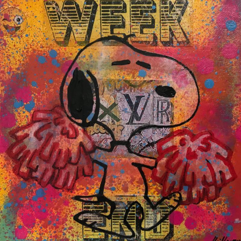 Painting Snoopy Pom pom boy by Kikayou | Painting Pop art Pop icons Mixed