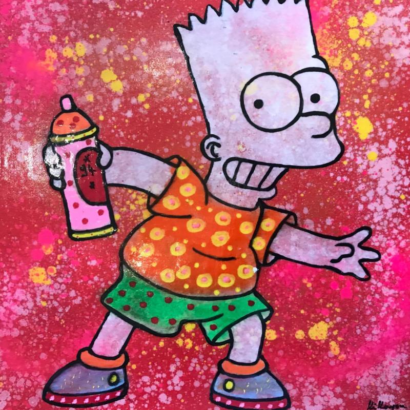 Gemälde Bart street art von Kikayou | Gemälde Pop-Art Pop-Ikonen Graffiti