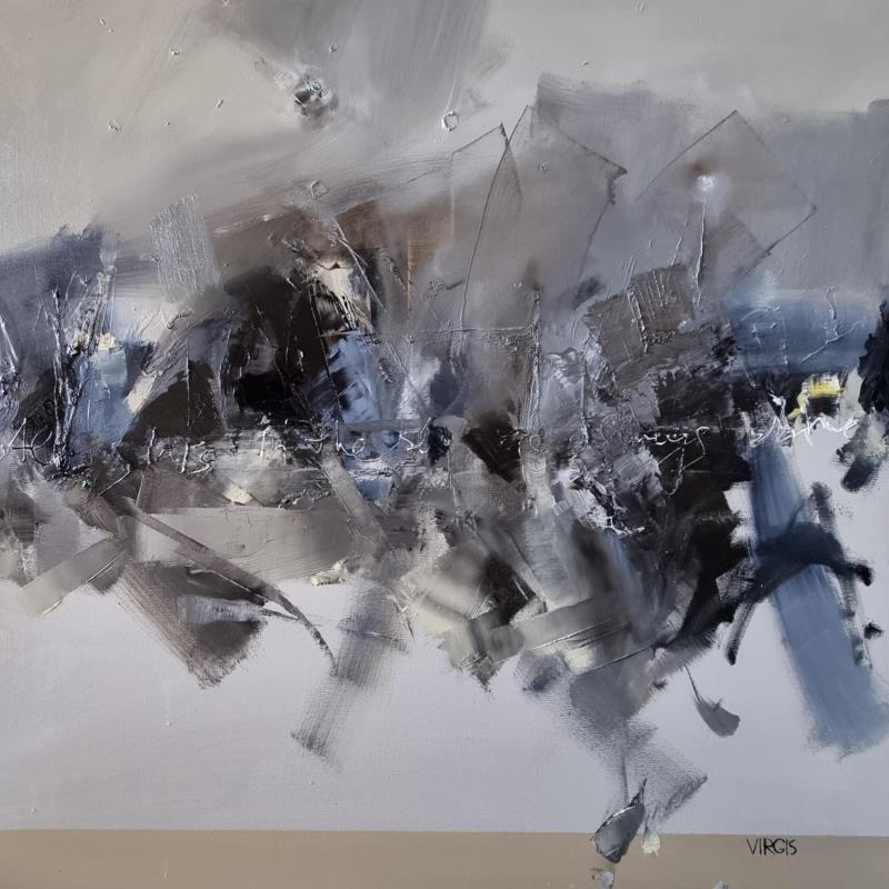 Gemälde Gray area von Virgis | Gemälde Abstrakt Öl Minimalistisch