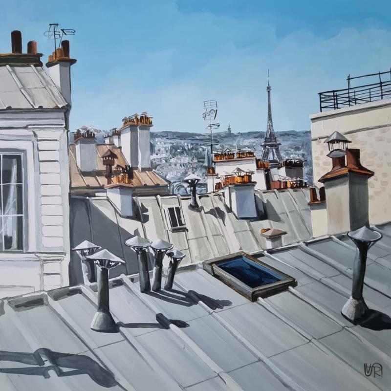 Peinture TOITS DE PARIS 18 th.  par Rasa | Tableau Acrylique Urbain