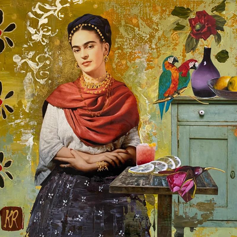Painting Frida by Romanelli Karine | Painting Figurative Gluing Life style, Portrait