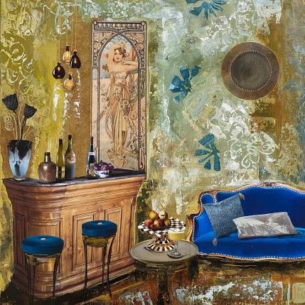 Painting Blue corner by Romanelli Karine | Painting Figurative Gluing Life style