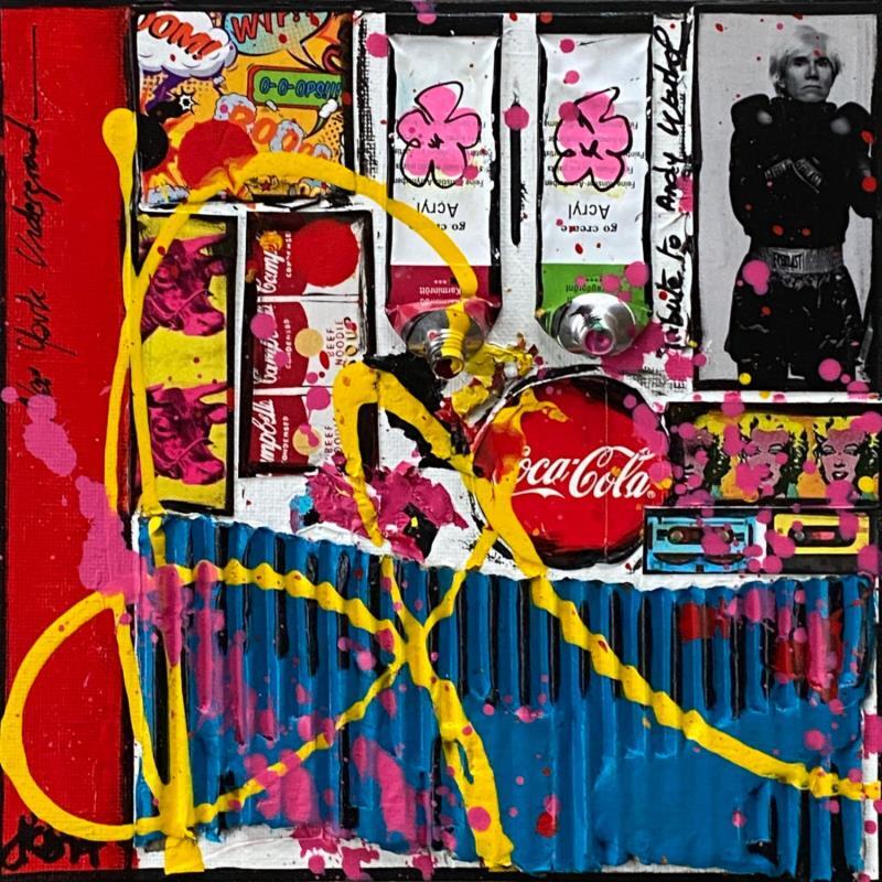 Painting Tribute to andy by Costa Sophie | Painting Pop-art Acrylic, Gluing, Posca, Upcycling Pop icons