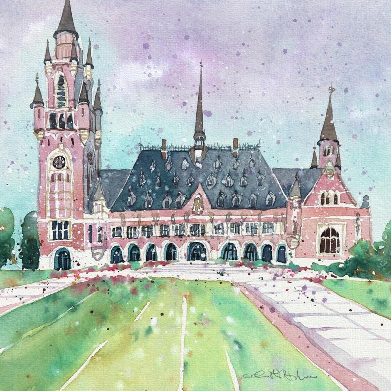 Painting NO. 2324 THE HAGUE  PEACE PALACE by Thurnherr Edith | Painting Figurative Urban Watercolor