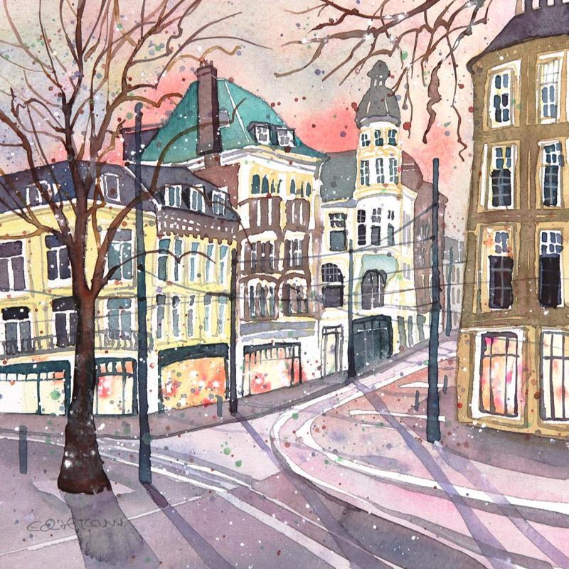 Painting NO. 2331  THE HAGUE  GRAVENSTRAAT  by Thurnherr Edith | Painting Figurative Urban Watercolor