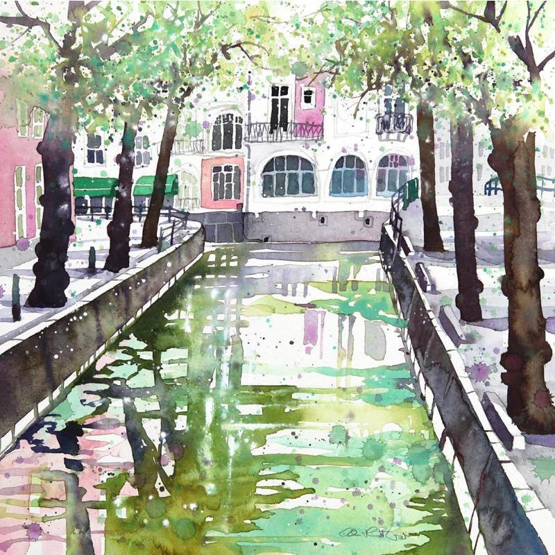 Painting NO. 2336  THE HAGUE  NIEUWE UITLEG SPRING by Thurnherr Edith | Painting Figurative Watercolor Urban