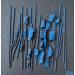 Peinture Poissons bleus par Clisson Gérard | Tableau Abstrait Matiérisme Minimaliste Bois