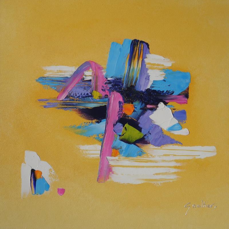 Gemälde Mélodie en jaune von Gaultier Dominique | Gemälde Abstrakt Öl Minimalistisch