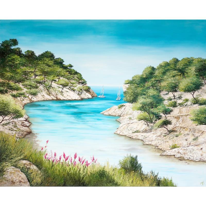 Gemälde Calanque de Port Pin von Blandin Magali | Gemälde Figurativ Landschaften Öl