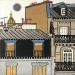 Peinture Parisian Vibes par Lovisa | Tableau Figuratif Urbain Bois
