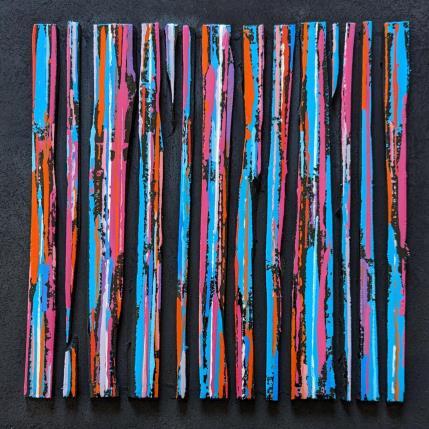 Painting bc14 street bleu orange by Langeron Luc | Painting Abstract Acrylic, Resin, Wood